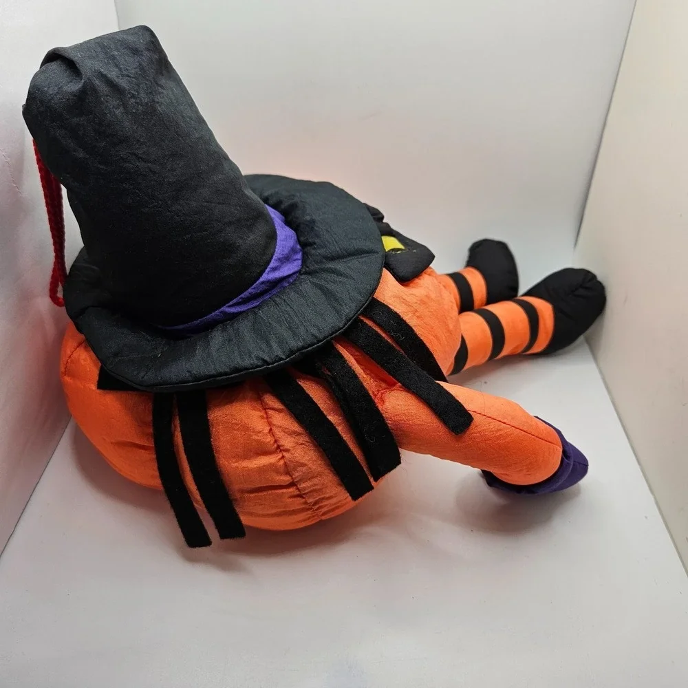 Vintage International Silver Co Halloween Pumpkin Witch Plush Doll Decor